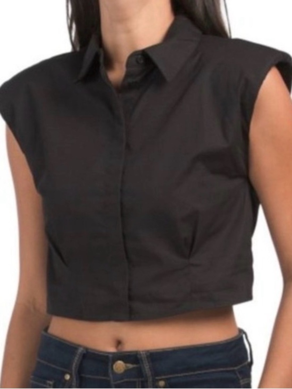 Zara Black Collared Button-Front Shirt
